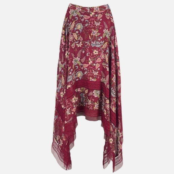 BCBGMaxAzria Floral Print Handkerchief Midi Skirt - Picture 2 of 7